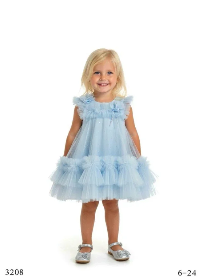 VIA BAMBINO Blue Sparkle Ruffle Tulle Baby Dress